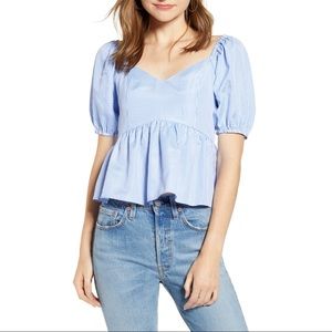 NWT English Factory Puff Sleeve Peplum Top